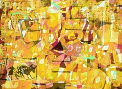 過大年二(帛畫) 114×154厘米 2006年 穆益林 過大年二(帛畫) 114×154厘米 2006年 穆益林