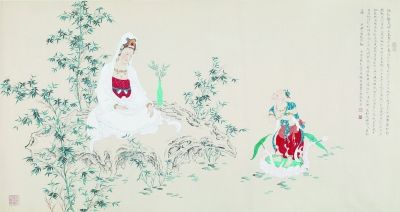 善財童子拜觀音圖 93×185厘米 2013年 李巍松 善財童子拜觀音圖 93×185厘米 2013年 李巍松